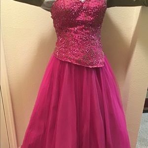 Hot Pink Princess Evening Gown